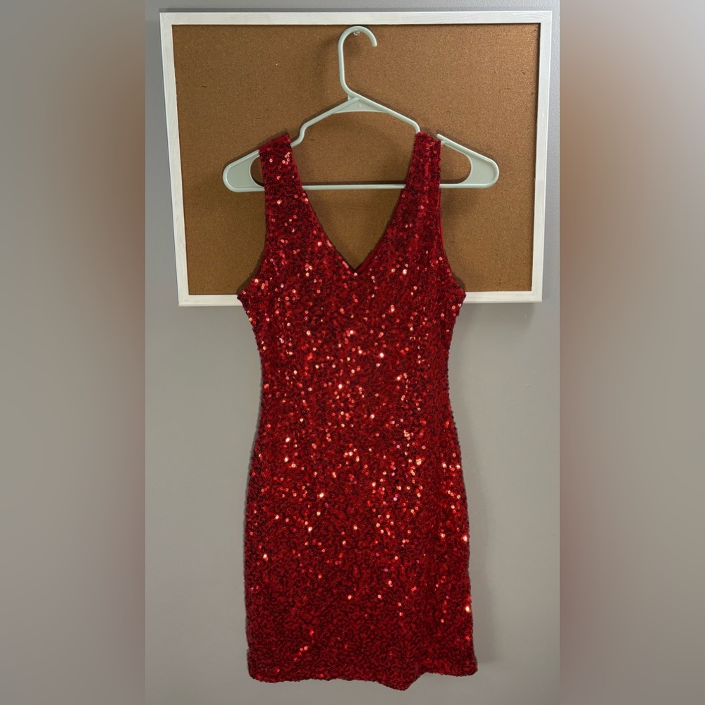 NEW WITH TAGS - Red Sequin Thick Strap Dress